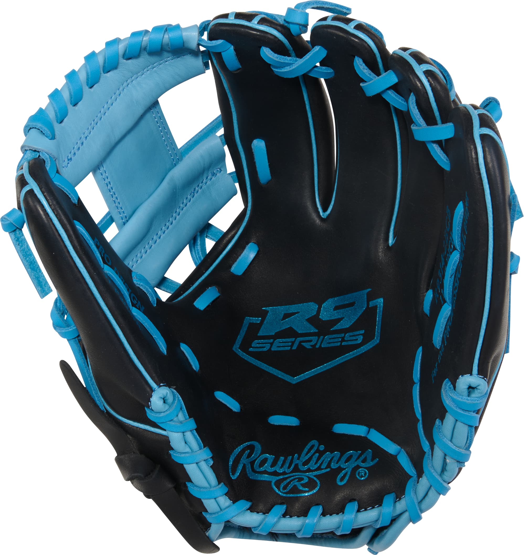 R9 11.5-INCH GLOVE, RHT, BLACK/COLUMBIA BLUE (R9314-2BCB)