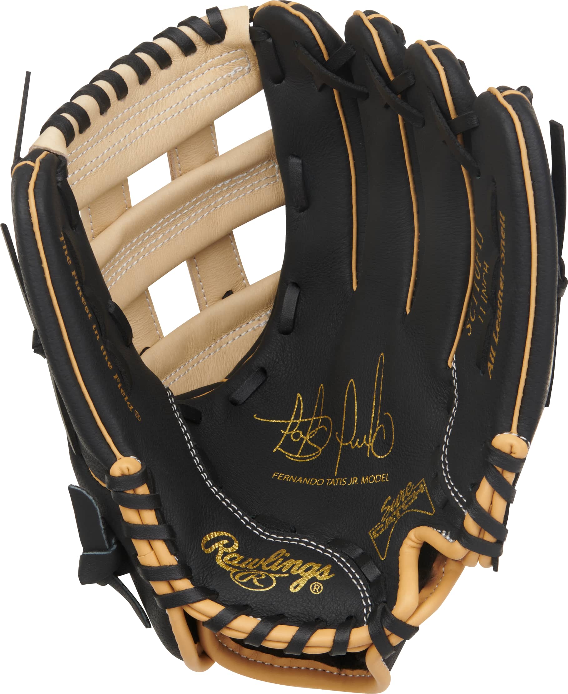 SURE CATCH 11-INCH FERNANDO TATIS JR. SIGNATURE YOUTH GLOVE , RHT,  BLACK/CAMEL (SC110FTJ)